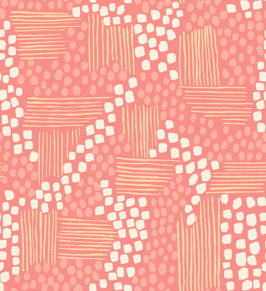 Reimagined Landscapes Fabric - Aerial View in Watermelon