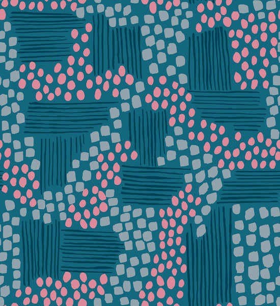 Reimagined Landscapes Fabric - Aerial View in Teal