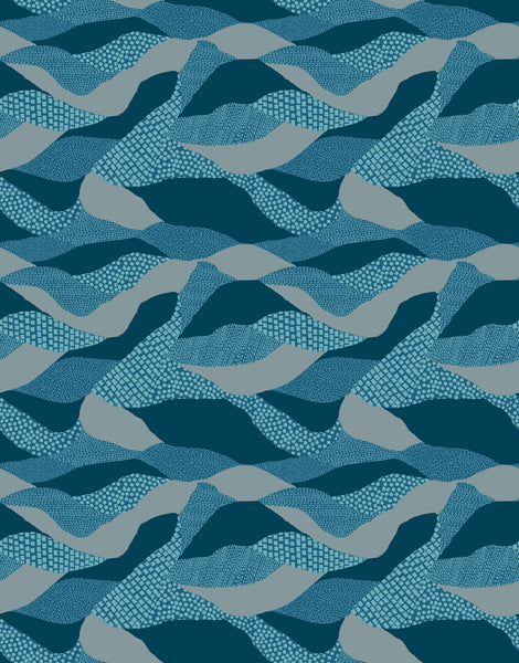 Reimagined Landscapes Fabric - Lands End in Teal