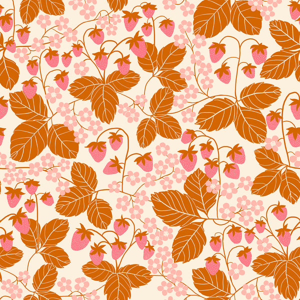 Reimagined Landscapes Fabric - Strawberry Field in Bashful