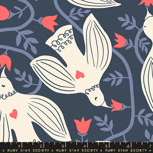 Endpaper Fabric - Hummingbirds CANVAS in Smoke