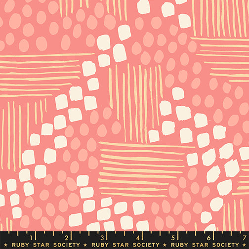 Reimagined Landscapes Fabric - Aerial View in Watermelon