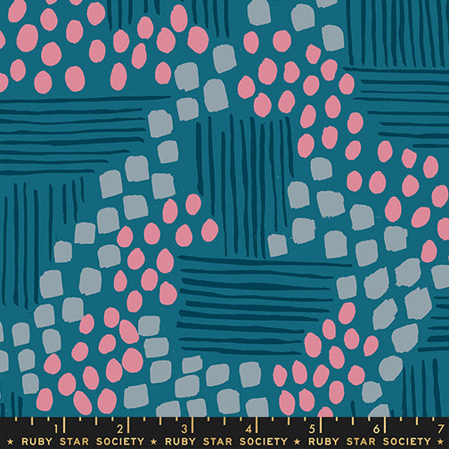 Reimagined Landscapes Fabric - Aerial View in Teal