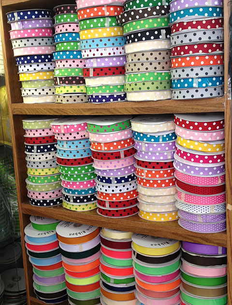 Wall of ribbon - $6 for 50 yards! - at Dong Bo Trading on Maple