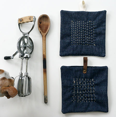 Sashiko and Denim Potholder Tutorial by Jen Hewett 