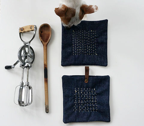 Sashiko and Denim Potholder Tutorial by Jen Hewett 