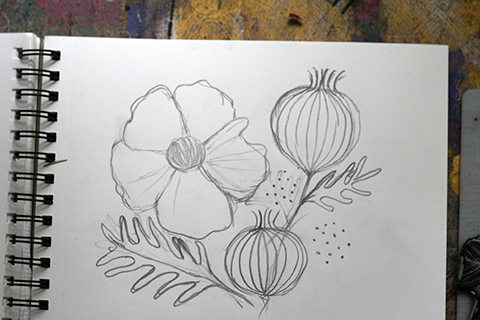 52 Weeks of Printmaking: Week 29 process sketches by Jen Hewett