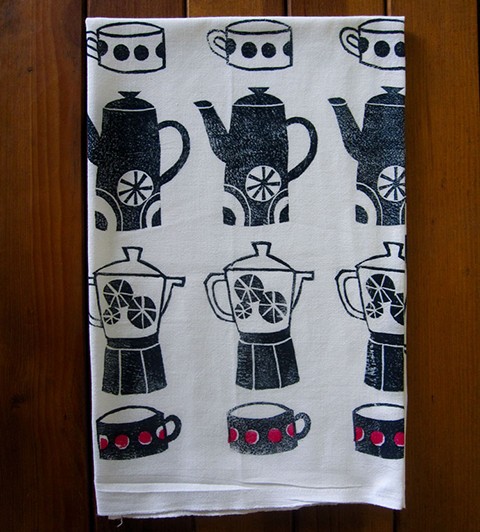 Block Printed Tea Towel by Yuko Miki