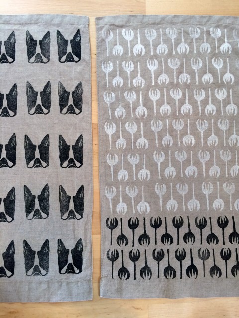 Block Printed Tea Towels by Sarah Golden