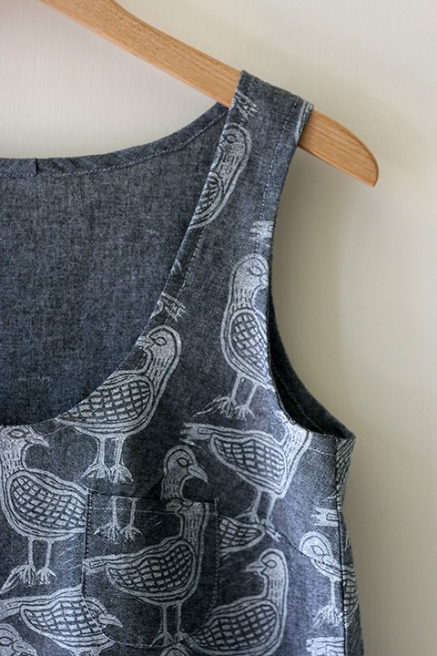 Print, Pattern, Sew: April 2015 by Jen Hewett. One-color block print on chambray.