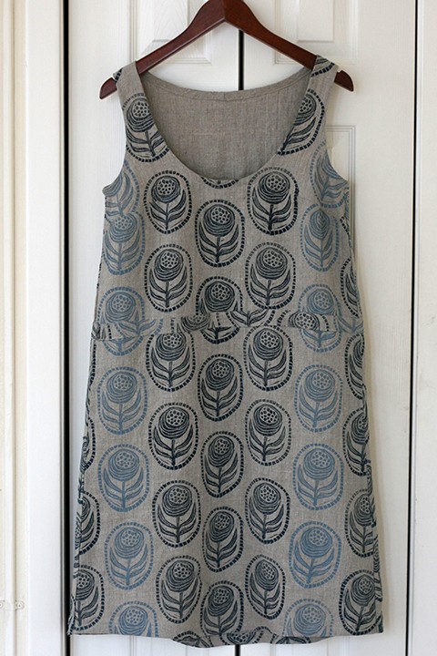 Print, Pattern, Sew: May 2015 by Jen Hewett. Block printed fabric and dress pattern by the artist.