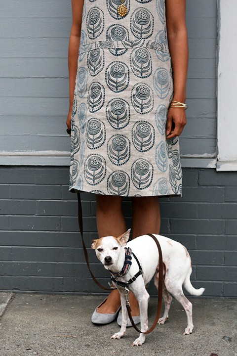 Print, Pattern, Sew: May 2015 by Jen Hewett. Block printed fabric and dress pattern by the artist.