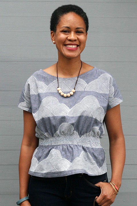 Print, Pattern, Sew: June 2015 by Jen Hewett. One-color block print on cotton chambray.