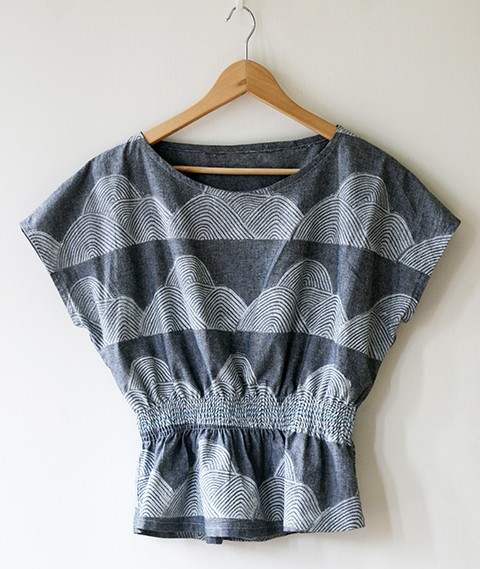 Print, Pattern, Sew: June 2015 by Jen Hewett. One-color block print on cotton chambray.