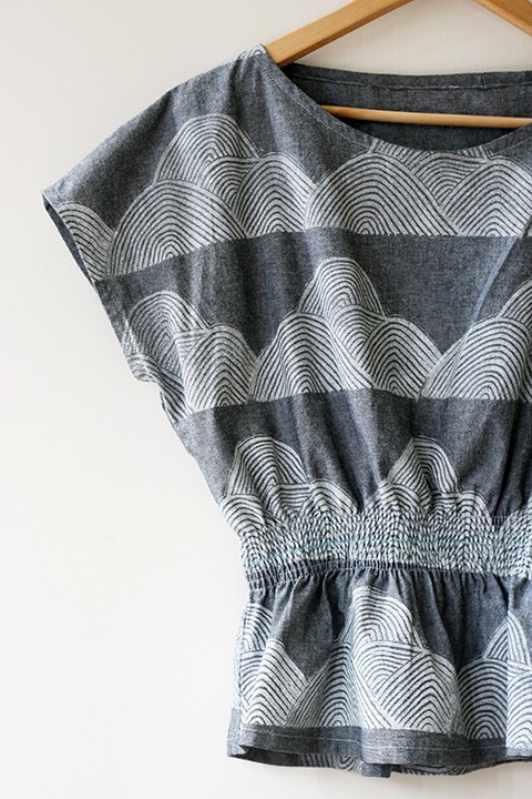 Print, Pattern, Sew: June 2015 by Jen Hewett. One-color block print on cotton chambray.