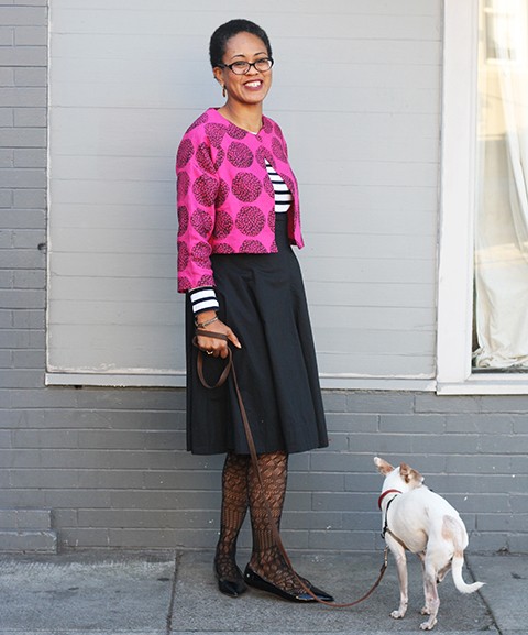 Print, Pattern Sew: November 2015 by Jen Hewett. One-color block print on linen. Garment pattern is from Lotta Jansdotter's book Everyday Style.