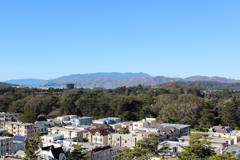 View of the Golden Gate from Mt. Sutro, photo by Jen Hewett