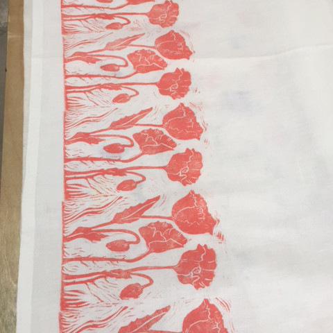 Gretchen's print from Jen Hewett's Block Printing on Fabric class