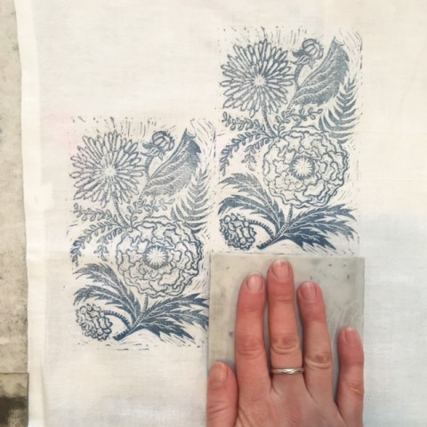 Block print by Joan Nahurski from Jen Hewett's Block Printing on Fabric class