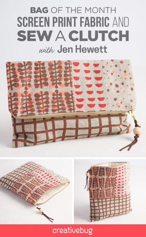 Creativebug Bag of the Month - Screenprinting and Sewing a Clutch with Jen Hewett