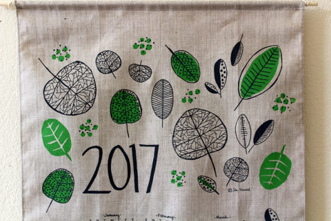 Silkscreened 2017 linen calendar by Jen Hewett