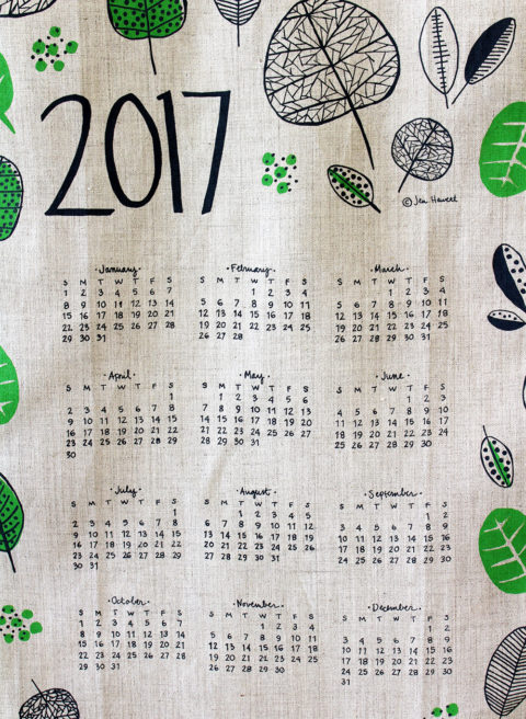 2017 silkscreened linen calendar by Jen Hewett