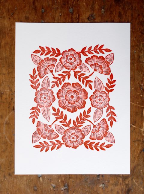 Block Print Floral Tea Towels by Katharine Watson