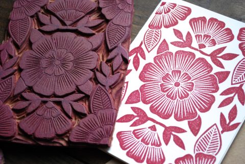 Block Print Floral Tea Towels by Katharine Watson